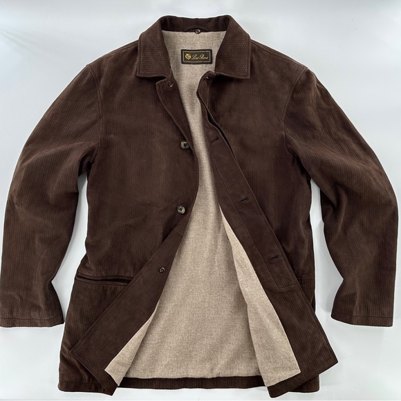 LORO PIANA Brown Fine Suede Leather 100% Cashmere Jacket Coat Intrecciato 48 38 - Picture 2 of 15